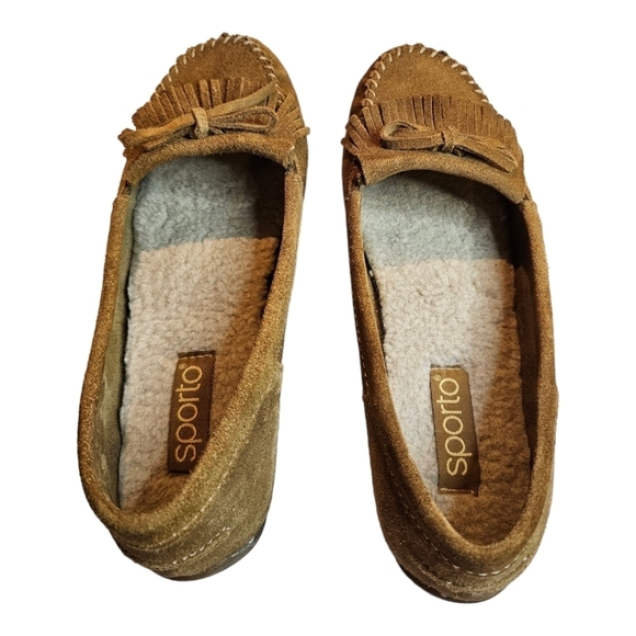 Sporto Patty Suede Fringe Driving Moccasin Slip on Loafer Shoes 7M - Picture 10 of 14
